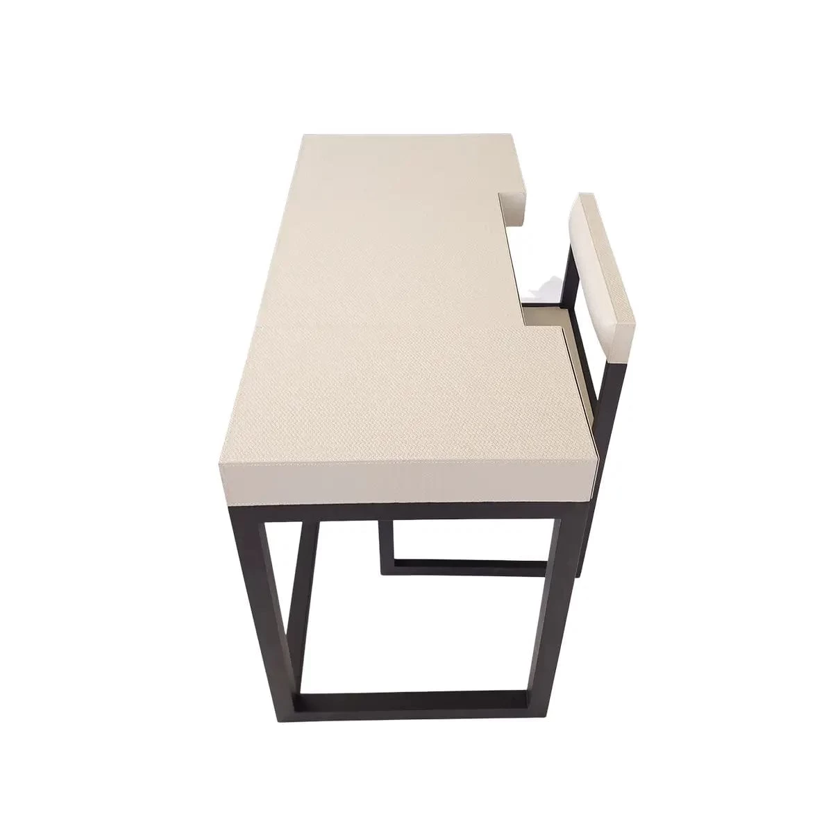 Compact Desk And Chair Woven Pumice Leather 2 Compact Desk And Chair Woven Pumice Leather - Image 2