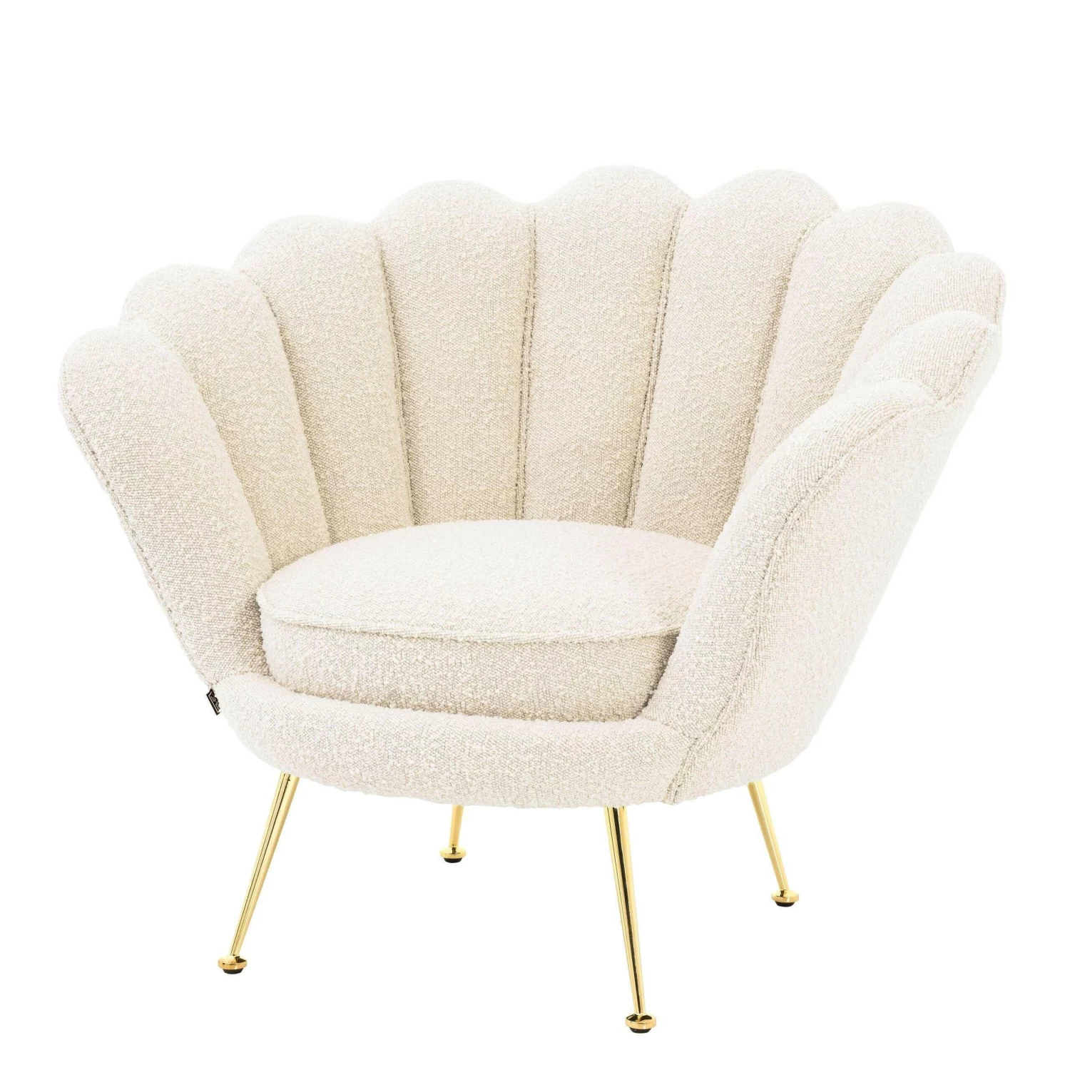 Chair Trapezium Boucle Cream - Brass Legs 2 Chair Trapezium Boucle Cream - Brass Legs - Image 2