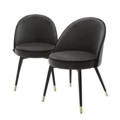 Dining Chair Cooper Set Of 2 Dark Grey Velvet