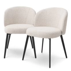 Dining Chair Lloyd Set Of 2 Bouclé Cream