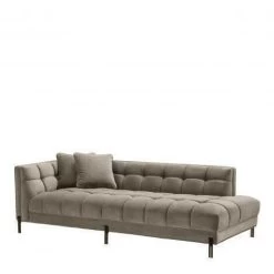 Lounge Sofa Sienna - Savona Greige Velvet With Black Legs Left