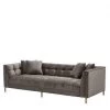 Sofa Sienna - Savona Grey Velvet With Brushed Brass Legs