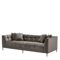 Sofa Sienna - Savona Grey Velvet With Brushed Brass Legs