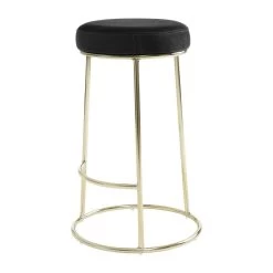 Downtown Black Velvet Bar Stool -Lifestyle Haven Shop hamilton interiors dining downtown black velvet bar stool house of isabella uk 28729143754806