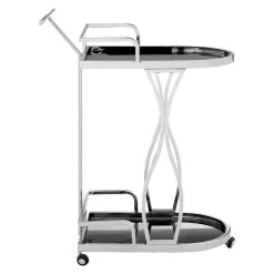 Lilto 2 Tier Silver / Wavy Design Trolley -Lifestyle Haven Shop hamilton interiors dining lilto 2 tier silver wavy design trolley house of isabella uk 17406718640182