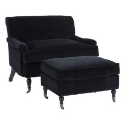 Black Cotton Velvet Large Plush Armchair -Lifestyle Haven Shop hamilton interiors living black cotton velvet large plush armchair house of isabella uk 17423620046902