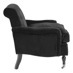 Black Cotton Velvet Large Plush Armchair -Lifestyle Haven Shop hamilton interiors living black cotton velvet large plush armchair house of isabella uk 29499978481718