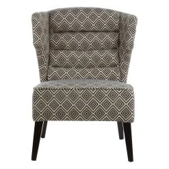 Hyde Park Black Chenille Wingback Chair