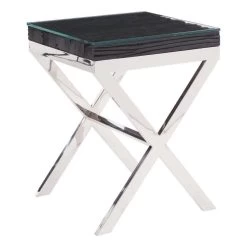 Kepier Black Top Side Table With Cross Base