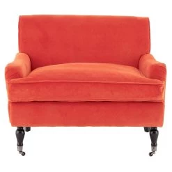 Large Orange Plush Velvet Chair