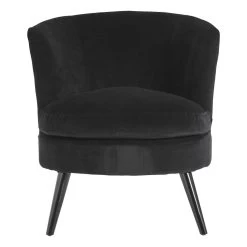 Round Black Plush Velvet Armchair