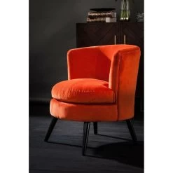 Round Orange Plush Velvet Armchair -Lifestyle Haven Shop hamilton interiors living round orange plush velvet armchair house of isabella uk 29480163508278