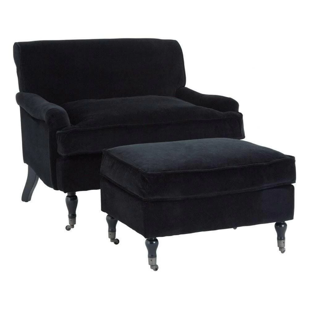Taipei Footstool Black Cotton Velvet 4 Taipei Footstool Black Cotton Velvet - Image 4