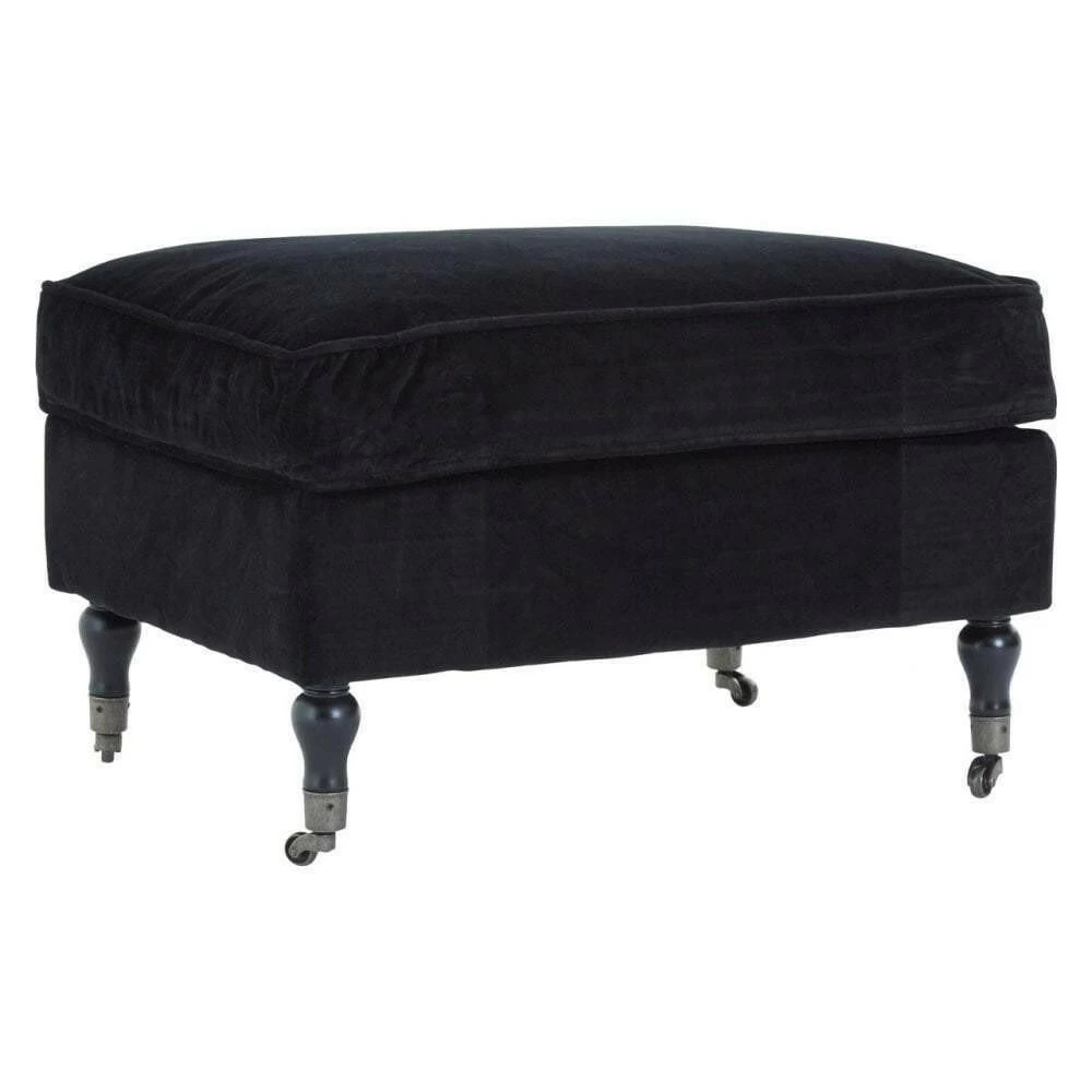 Taipei Footstool Black Cotton Velvet 2 Taipei Footstool Black Cotton Velvet - Image 2