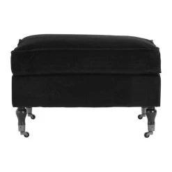 Taipei Footstool Black Cotton Velvet