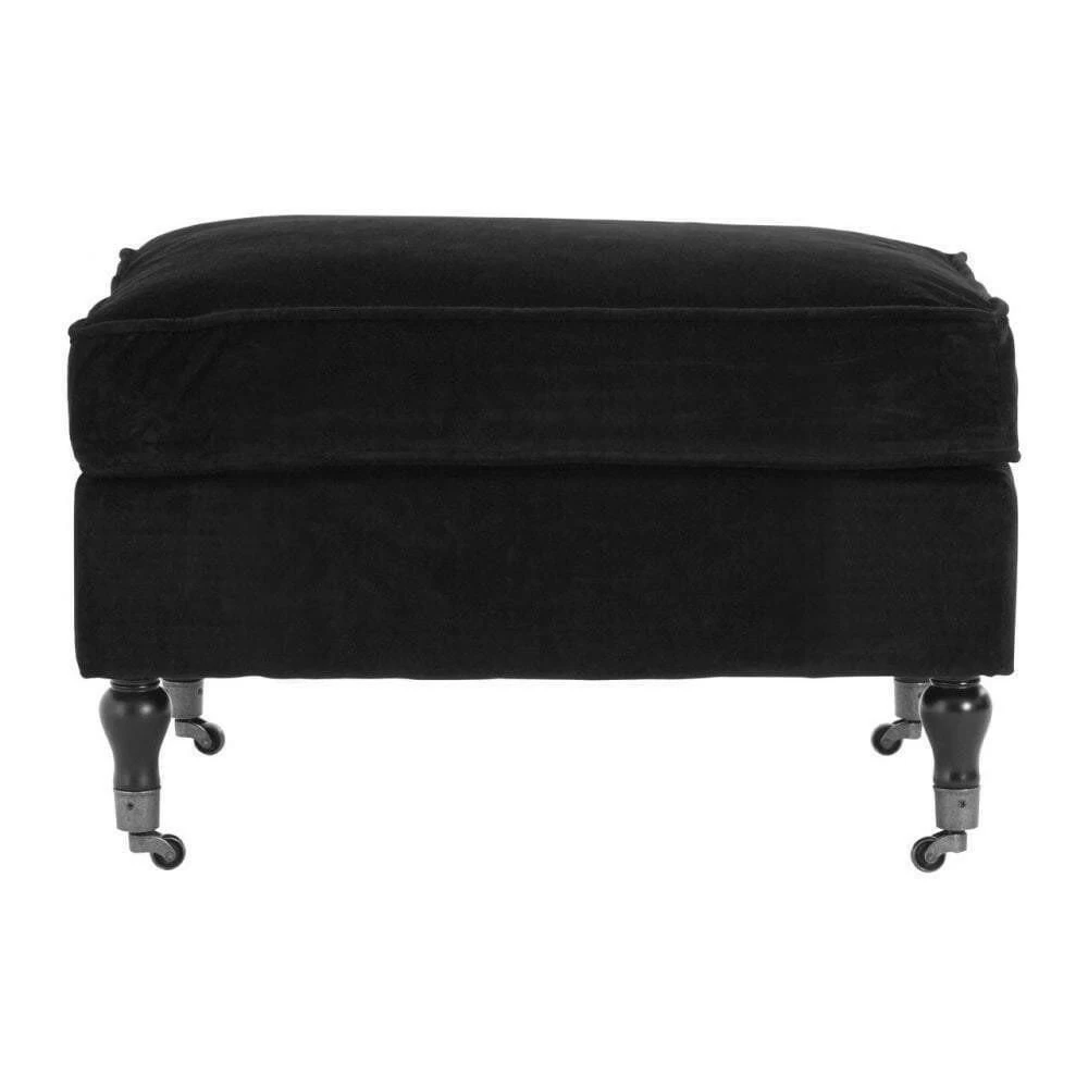 Taipei Footstool Black Cotton Velvet 1 Taipei Footstool Black Cotton Velvet