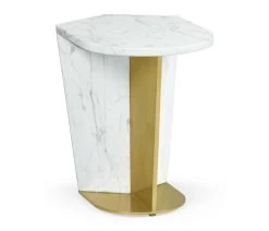 Jonathan Charles End Table In White Calcutta Marble - Small