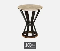 Jonathan Charles Side Table Wrought Iron With Marble Top - Dark