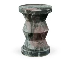 Jonathan Charles Charles Outdoor Round Geometric Wine Table In Faux Black Marble
