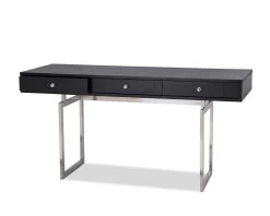 Hamilton Desk - Polished Stainless Steel Legs -Lifestyle Haven Shop liang eimil living hamilton desk polished stainless steel legs house of isabella uk 41178989035827