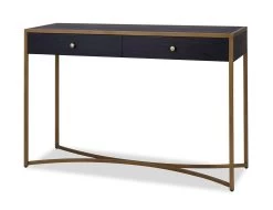 Rivoli Dressing Table Black Ash Veneer And Brass Legs