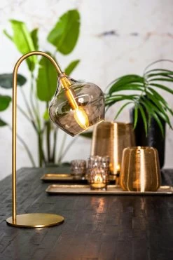 Table Lamp E14 28x17x50,5 Cm RAKEL Antique Bronze+smoked -Lifestyle Haven Shop light living lighting table lamp e14 28x17x50 5 cm rakel antique bronze smoked house of isabella uk 40274929254707