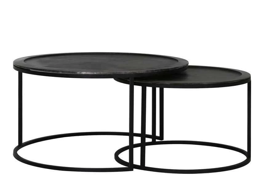 Coffee Table S/2 Ø60x38+Ø78x42 Cm TALCA Lead Antiq Deep Edge 1 Coffee Table S/2 Ø60x38+Ø78x42 Cm TALCA Lead Antiq Deep Edge