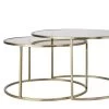 Coffee Table S/2 Ø65x39+Ø75x44 Cm DUARTE Gls Brown+l Gold