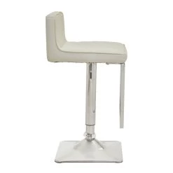 Baina White And Chrome Bar Stool With Square Base -Lifestyle Haven Shop noosa co dining baina white and chrome bar stool with square base house of isabella uk 42934317711667