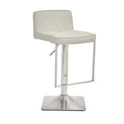 Baina White And Chrome Bar Stool With Square Base -Lifestyle Haven Shop noosa co dining baina white and chrome bar stool with square base house of isabella uk 42934317908275