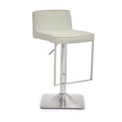 Baina White And Chrome Bar Stool With Square Base -Lifestyle Haven Shop noosa co dining baina white and chrome bar stool with square base house of isabella uk 42934317941043