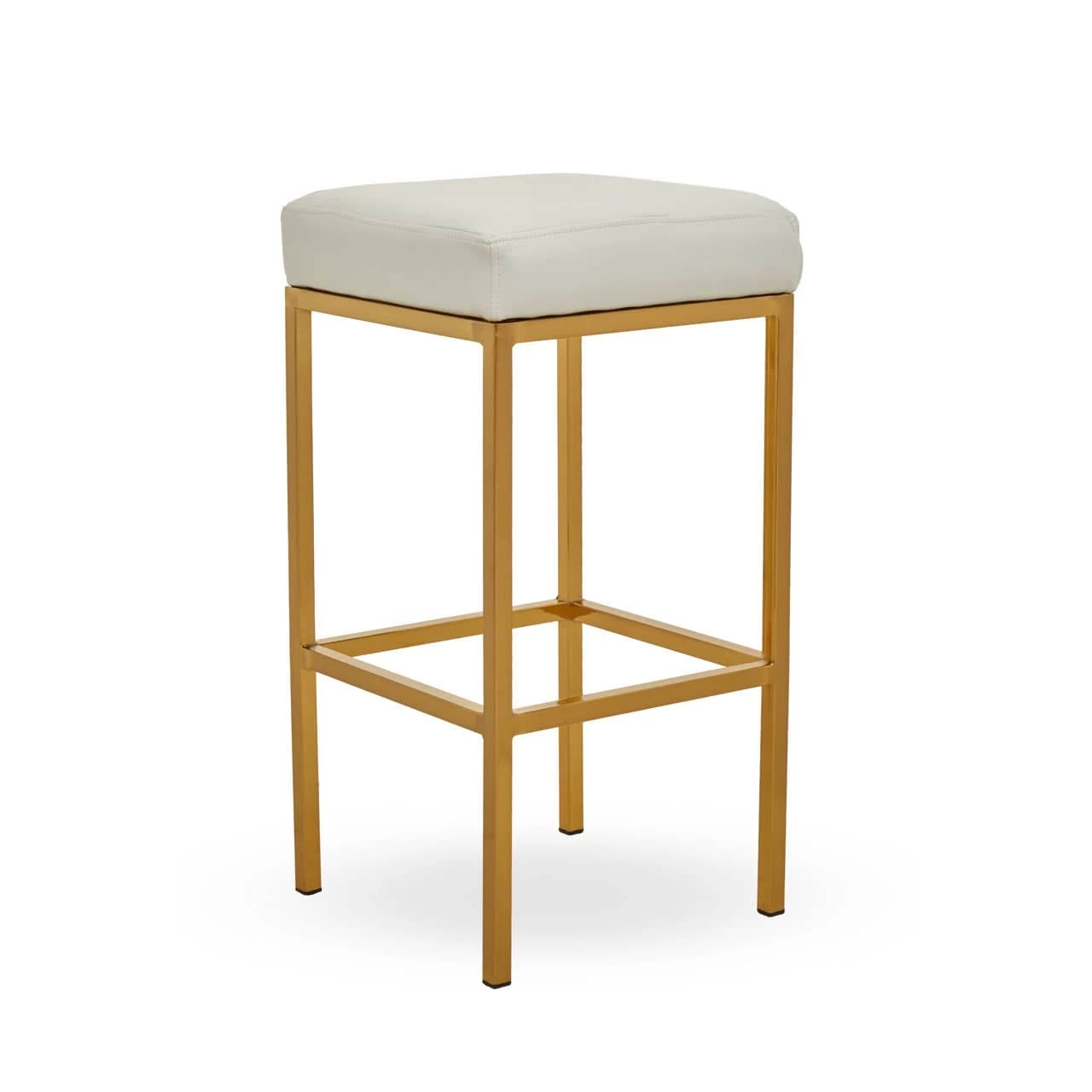 Baina White Pu And Gold Finish Bar Stool 1 Baina White Pu And Gold Finish Bar Stool