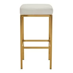 Baina White Pu And Gold Finish Bar Stool 9 Baina White Pu And Gold Finish Bar Stool -Lifestyle Haven Shop noosa co dining baina white pu and gold finish bar stool house of isabella uk 42934298509619