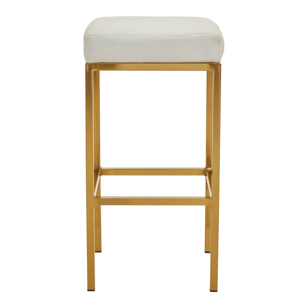 Baina White Pu And Gold Finish Bar Stool 3 Baina White Pu And Gold Finish Bar Stool - Image 3