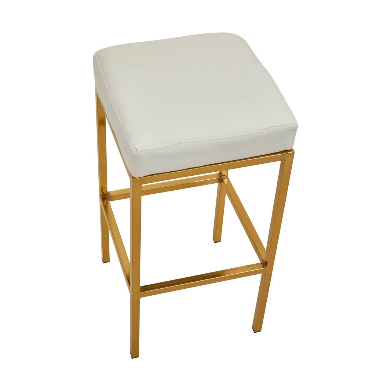 Baina White Pu And Gold Finish Bar Stool 4 Baina White Pu And Gold Finish Bar Stool - Image 4