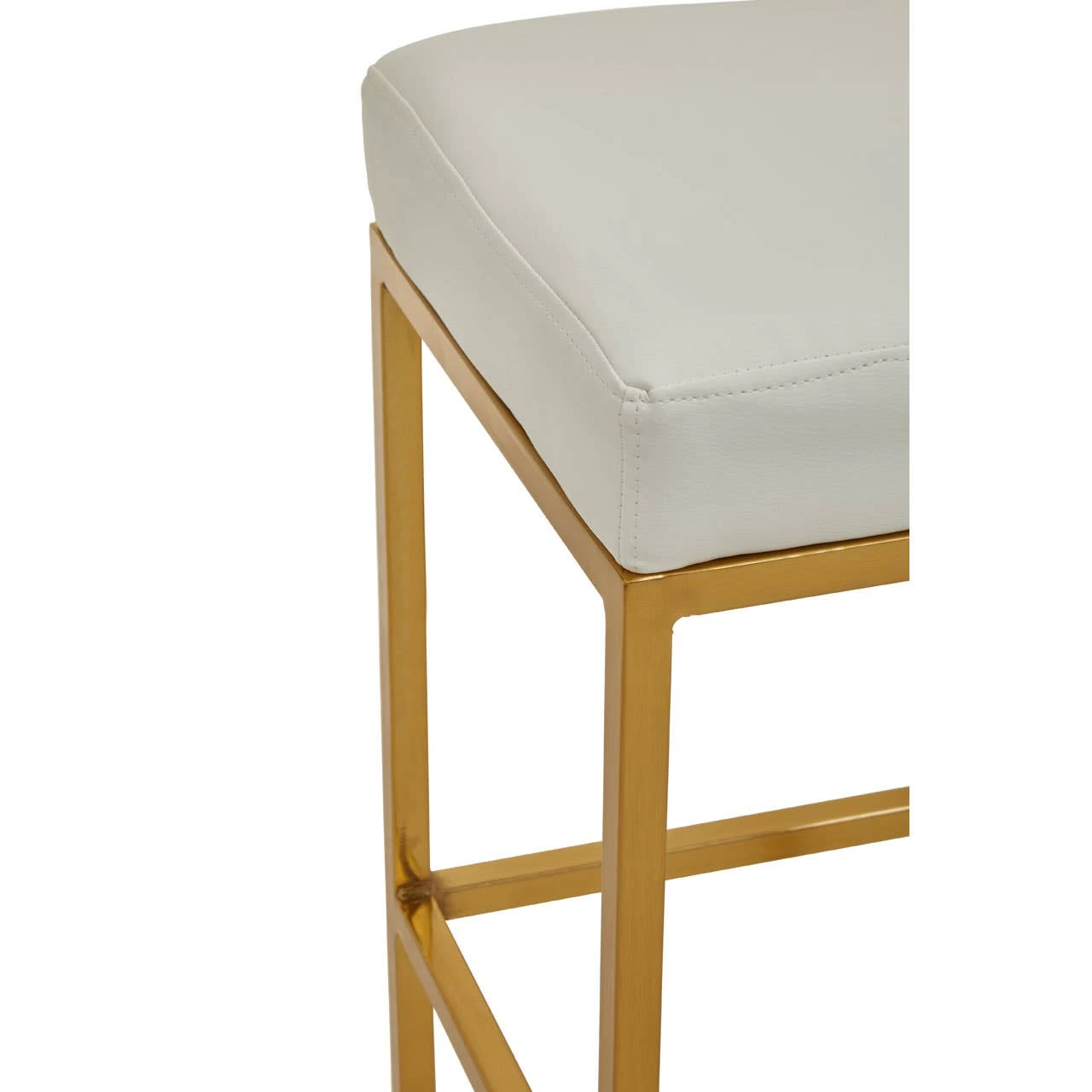 Baina White Pu And Gold Finish Bar Stool 5 Baina White Pu And Gold Finish Bar Stool - Image 5