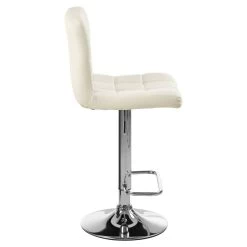 Baina White Quilted Chrome Base Bar Stool -Lifestyle Haven Shop noosa co dining baina white quilted chrome base bar stool house of isabella uk 42933631910195