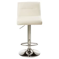 Baina White Seat Bar Stool With Chrome Base