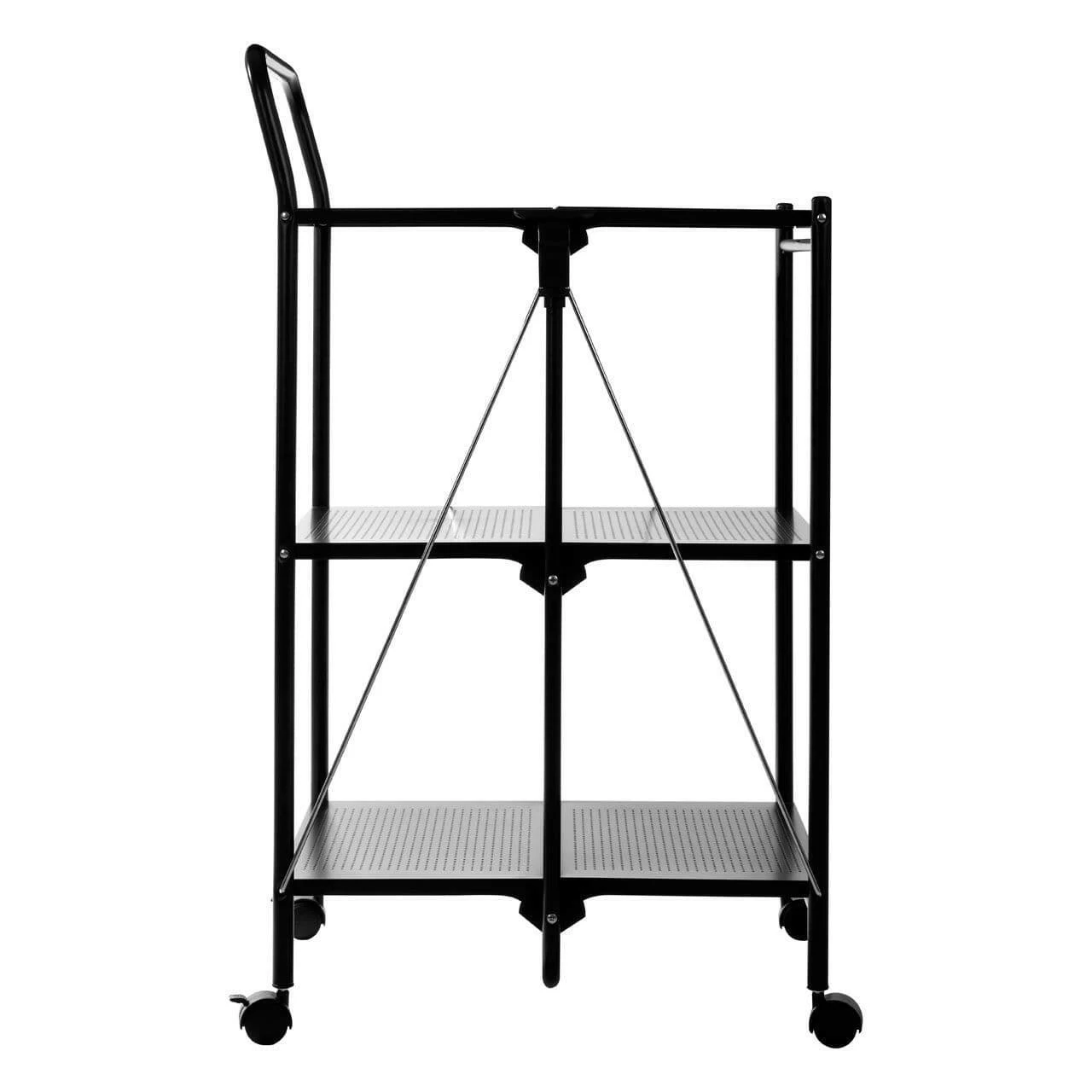 Black Rectangular Folding Kitchen Trolley 1 Black Rectangular Folding Kitchen Trolley