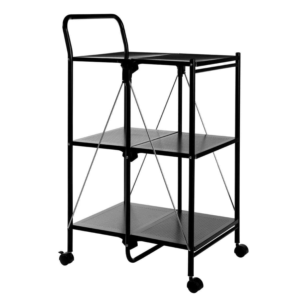 Black Rectangular Folding Kitchen Trolley 2 Black Rectangular Folding Kitchen Trolley - Image 2