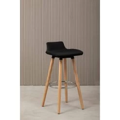 Stockholm Black Leather Effect Seat Bar Stool -Lifestyle Haven Shop noosa co dining stockholm black leather effect seat bar stool house of isabella uk 42933531345203