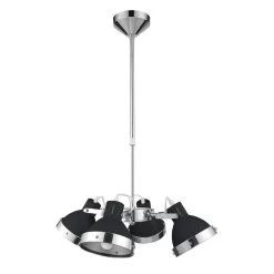 Black Shade And Chrome 4 Light Pendant Light