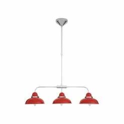 Conrad Red And Chrome 3 Light Pendant Light