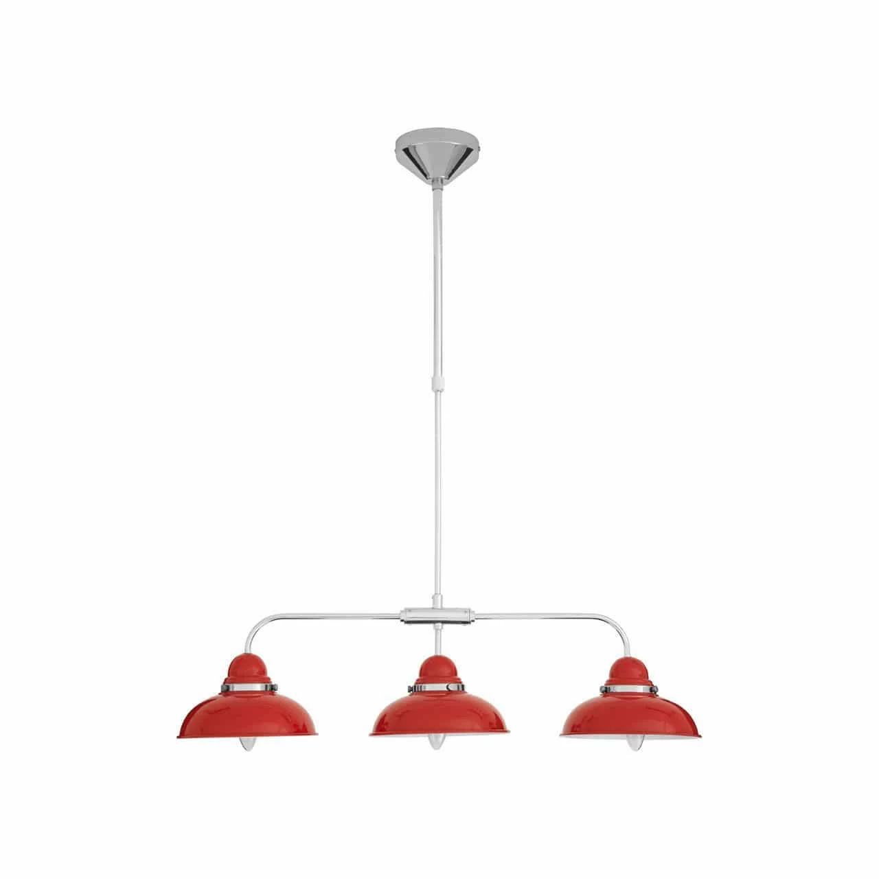 Conrad Red And Chrome 3 Light Pendant Light 1 Conrad Red And Chrome 3 Light Pendant Light