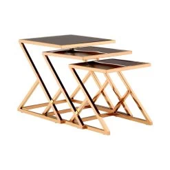Ackley Set Of 3 Rose Gold Finish Nesting Tables -Lifestyle Haven Shop noosa co living ackley set of 3 rose gold finish nesting tables house of isabella uk 42933358461235
