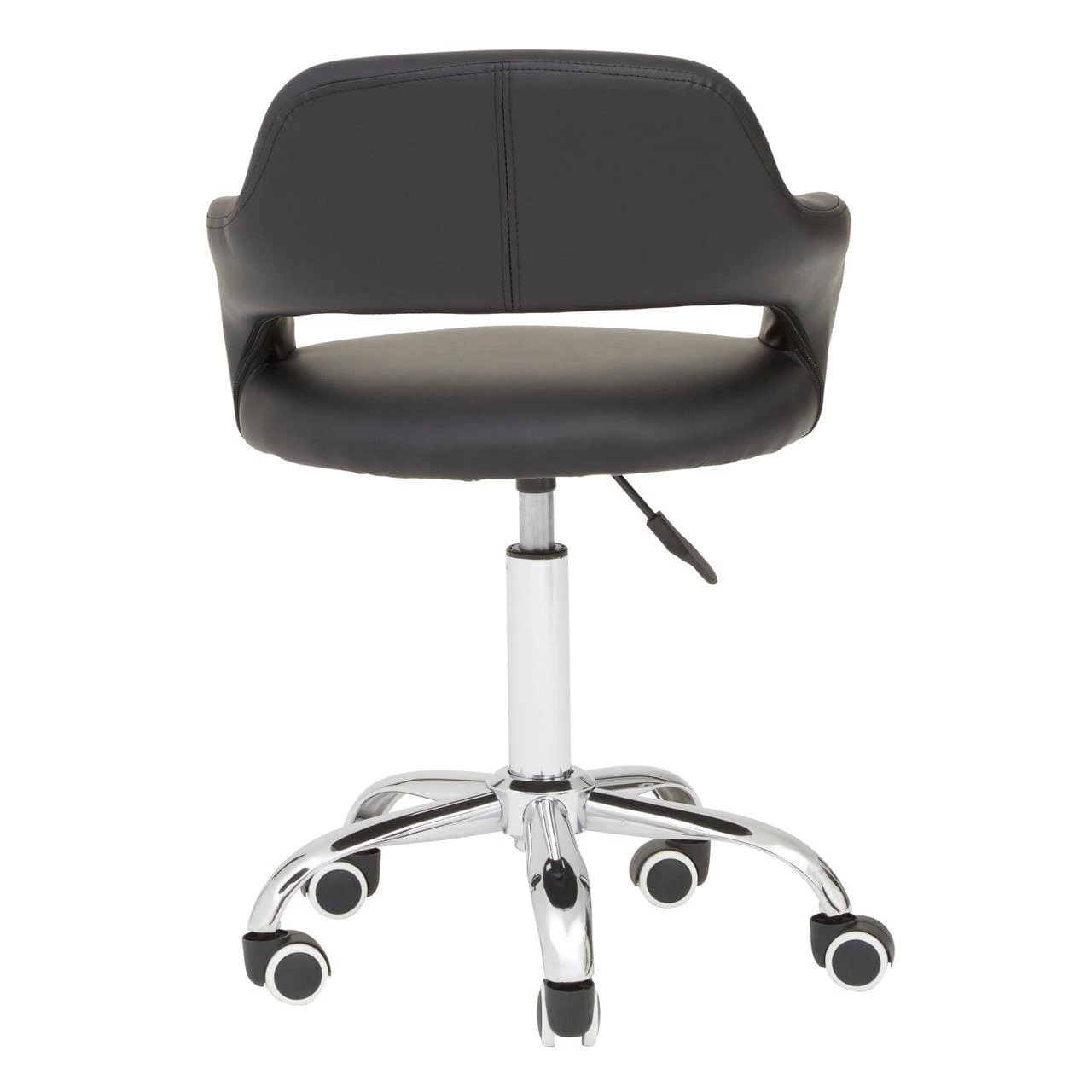 Black Pu Home Office Chair With Curved Back 3 Black Pu Home Office Chair With Curved Back - Image 3
