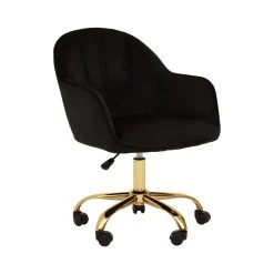 Brent Black Velvet And Gold Base Home Office Chair