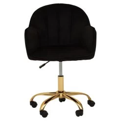 Brent Black Velvet And Gold Base Home Office Chair -Lifestyle Haven Shop noosa co living brent black velvet and gold base home office chair house of isabella uk 42934601548083