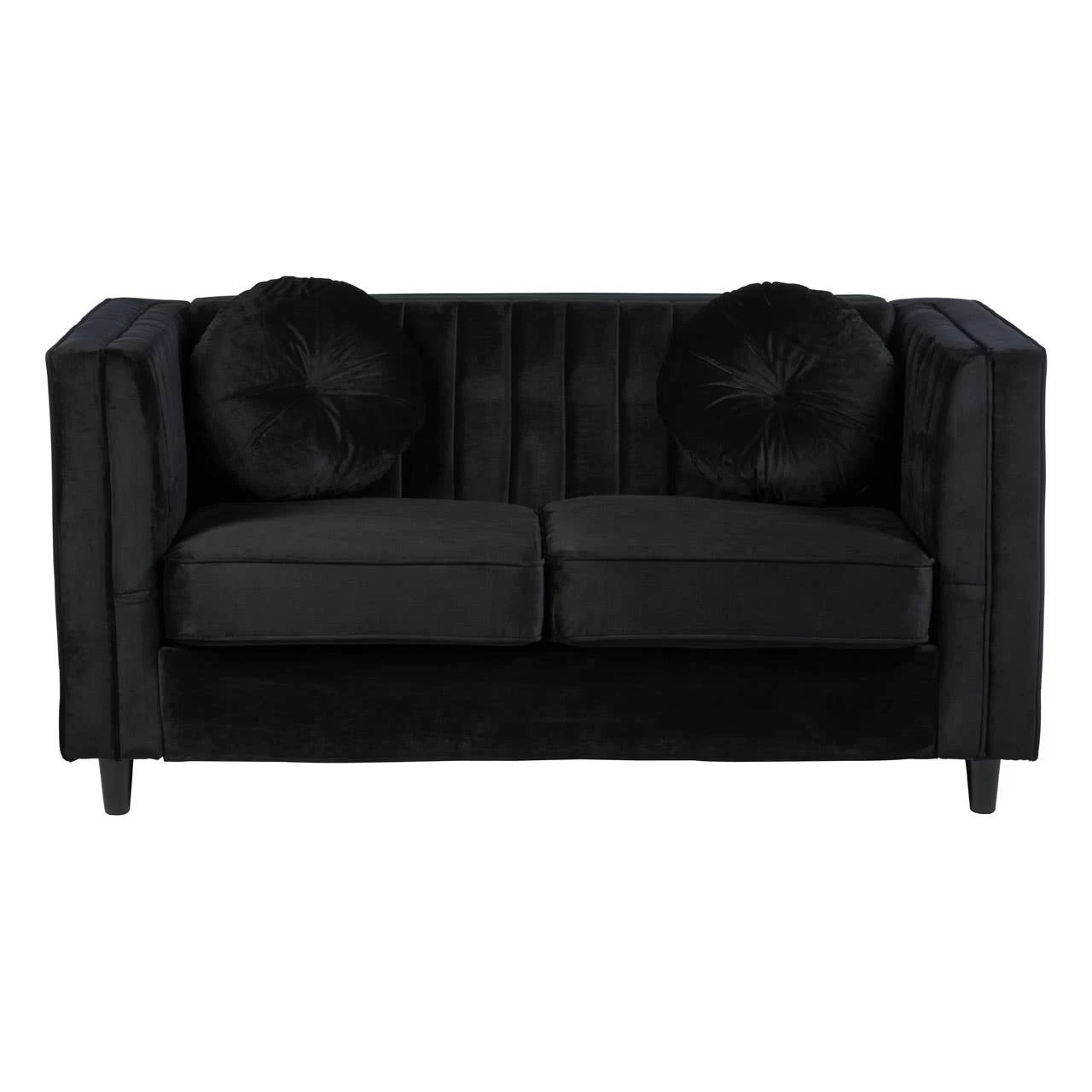 Farah 2 Seat Black Velvet Sofa 1 Farah 2 Seat Black Velvet Sofa
