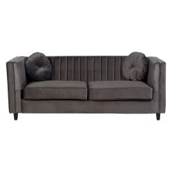 Farah 3 Seat Grey Velvet Sofa